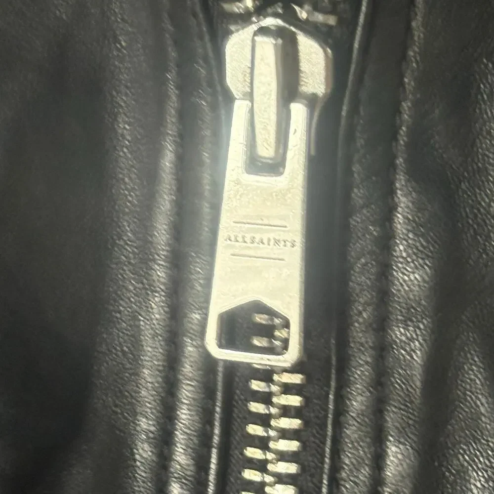 ALLSAINTS Vela Lamb Leather Black Biker Jacket Size 0